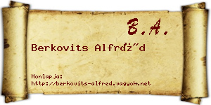 Berkovits Alfréd névjegykártya